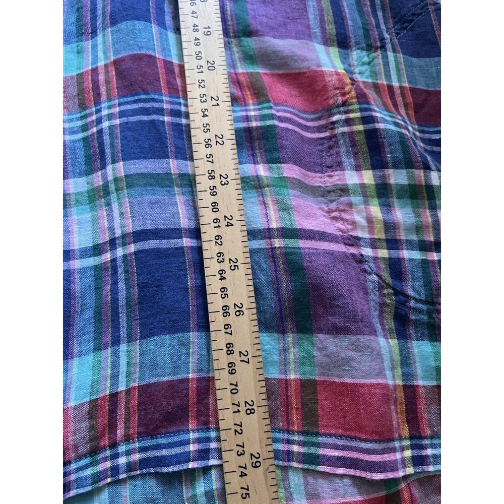 Polo Ralph Lauren Linen Madras Plaid Tunic Shirt Dress Cover Up Size 4 Coastal - Picture 14 of 16